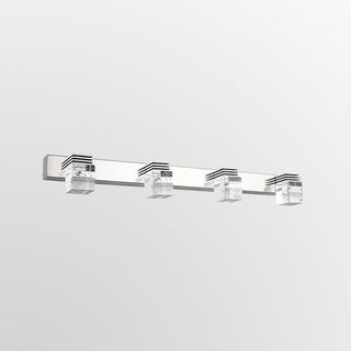 Arisha Applique Murale à Miroir Carrée Moderne, Métal/Cristal, Argent, Salle de Bain