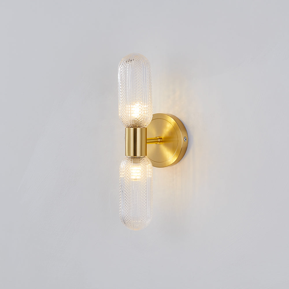 Valentina Applique Murale Luxe à Double Lumières, Métal/Verre, Or, Chambre