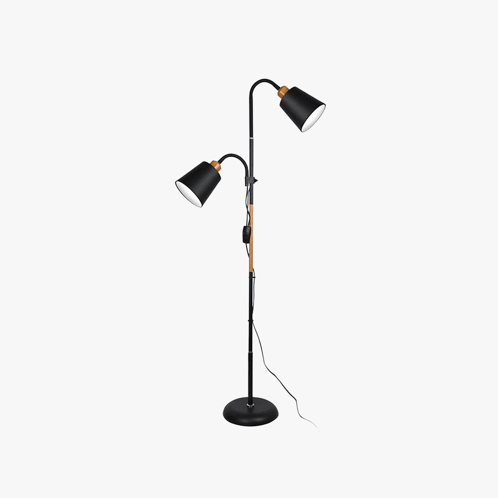 Tiffany Lampadaire Cylindre Moderne, Métal, Noir/Blanc, Salon