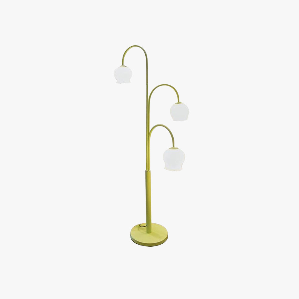 Arisha Lampadaire Fleur/Multi Art Deco, Métal/Verre, Blanc, Salon