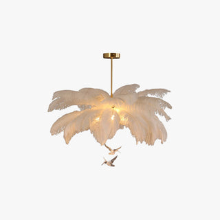 O'Moore Lustre Fleur Naturel Verre/Plume Blanc Salon