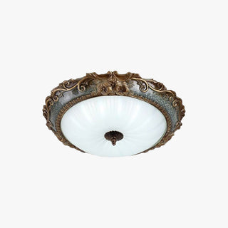 Tiffany Plafonnier Dôme Vintage, Résine/Métal, Laiton, Salon