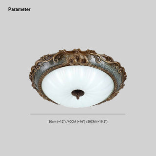 Tiffany Plafonnier Dôme Vintage, Résine/Métal, Laiton, Salon