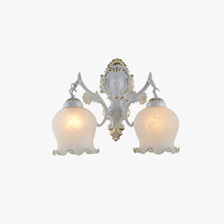 Ray Applique Fleur Vintage, Métal/Verre, Blanc/Bronze, Salon