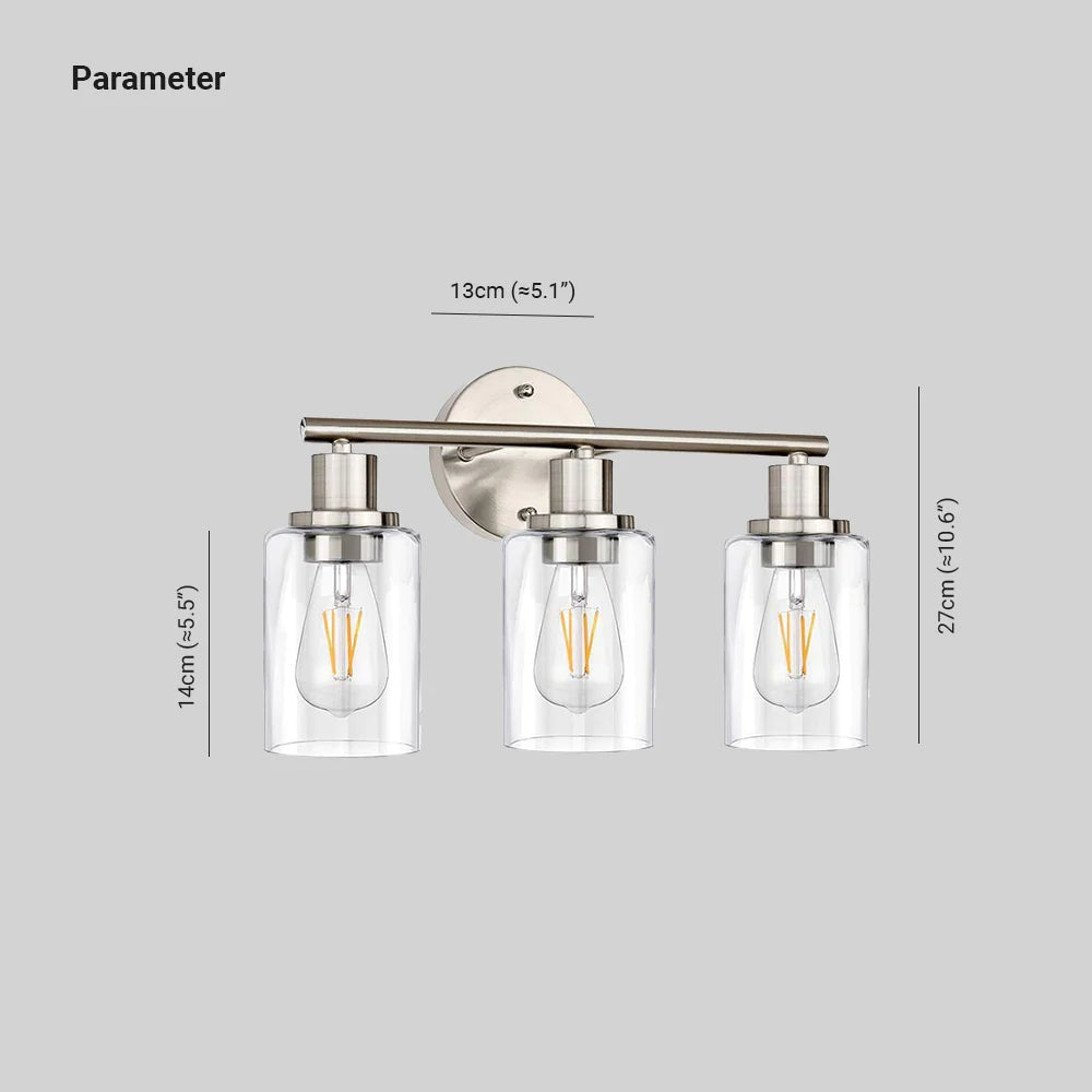 Silva Applique Murale Cylindrique Simple, Métal/Verre, Nickel, Salle de Bain