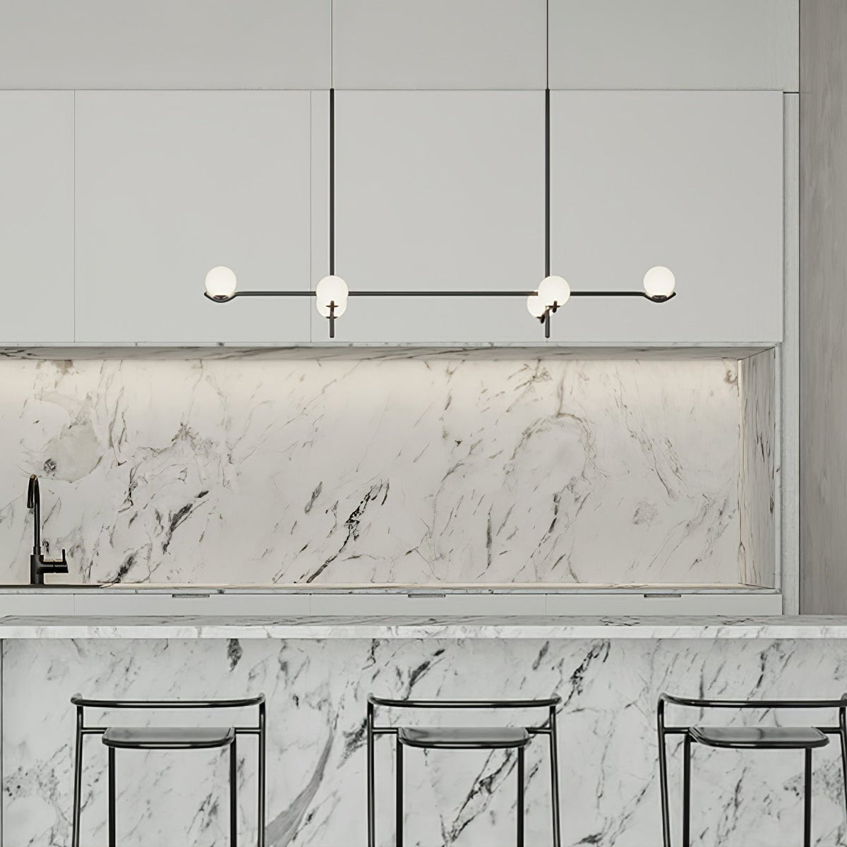 Noir Suspension Minimaliste en Verre