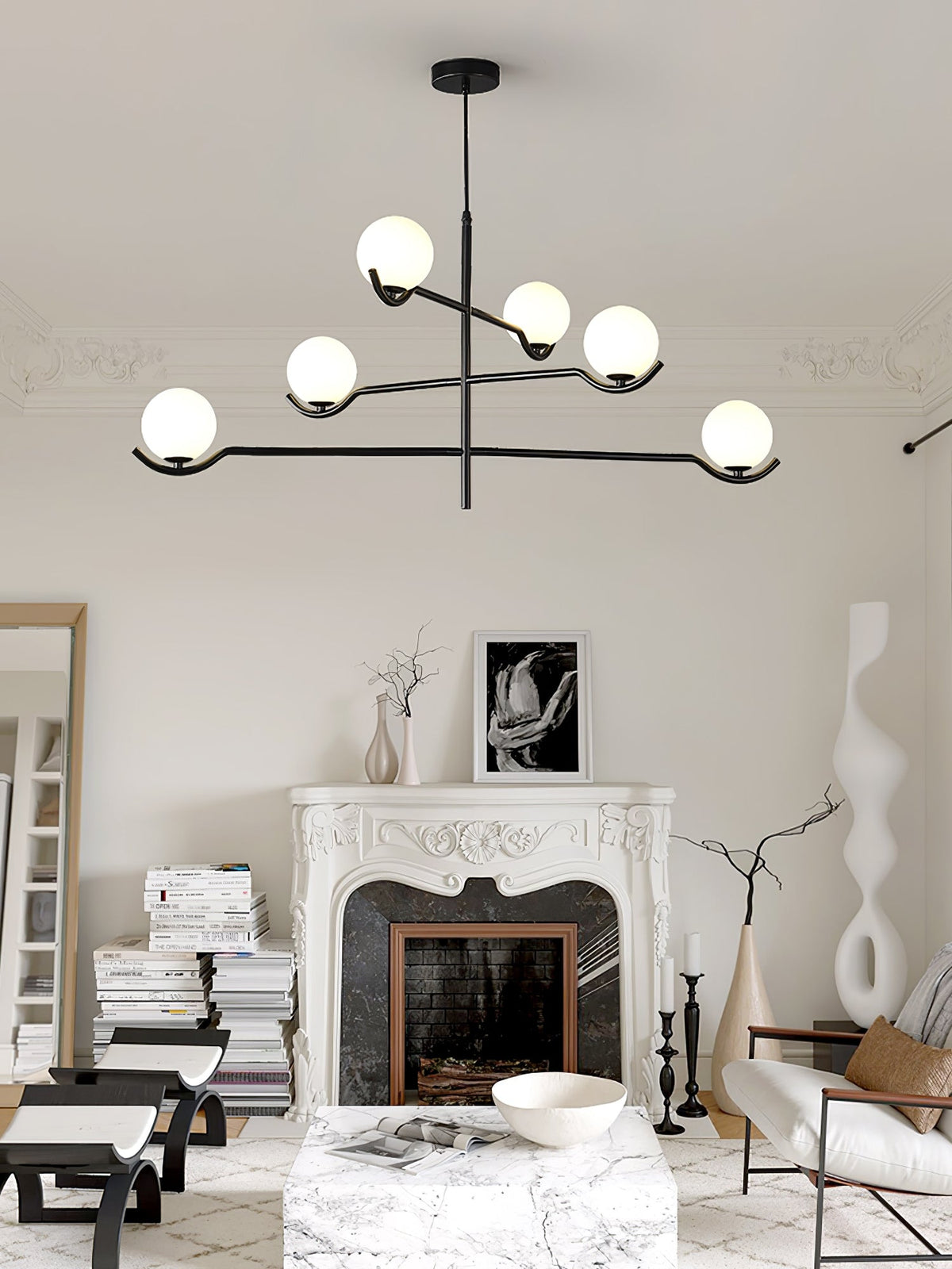 Noir Suspension Minimaliste en Verre