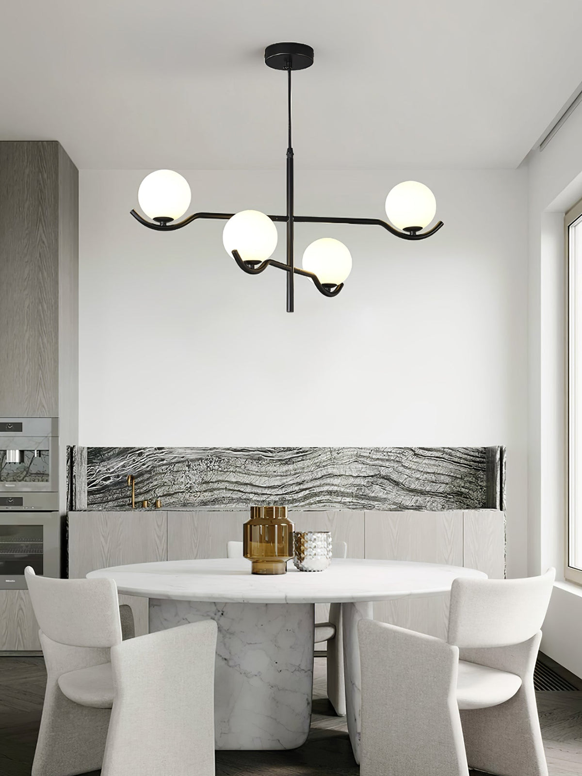 Noir Suspension Minimaliste en Verre