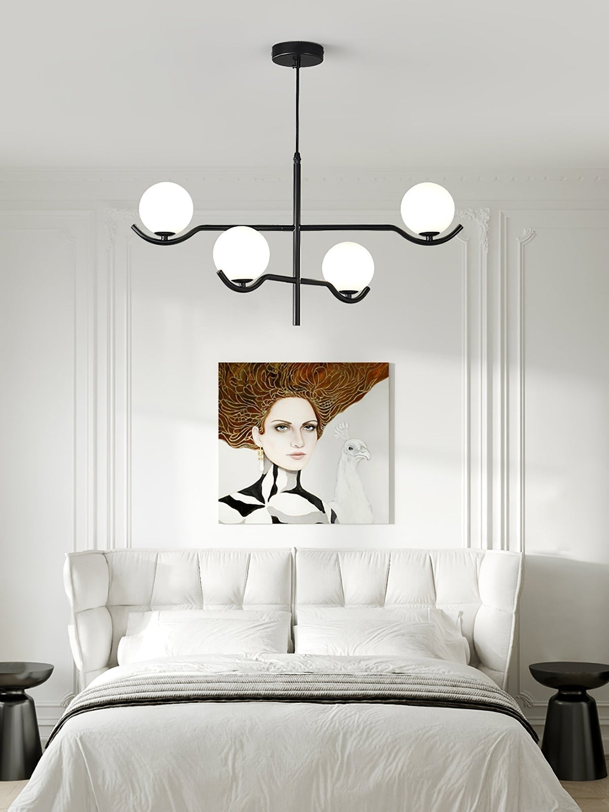 Noir Suspension Minimaliste en Verre