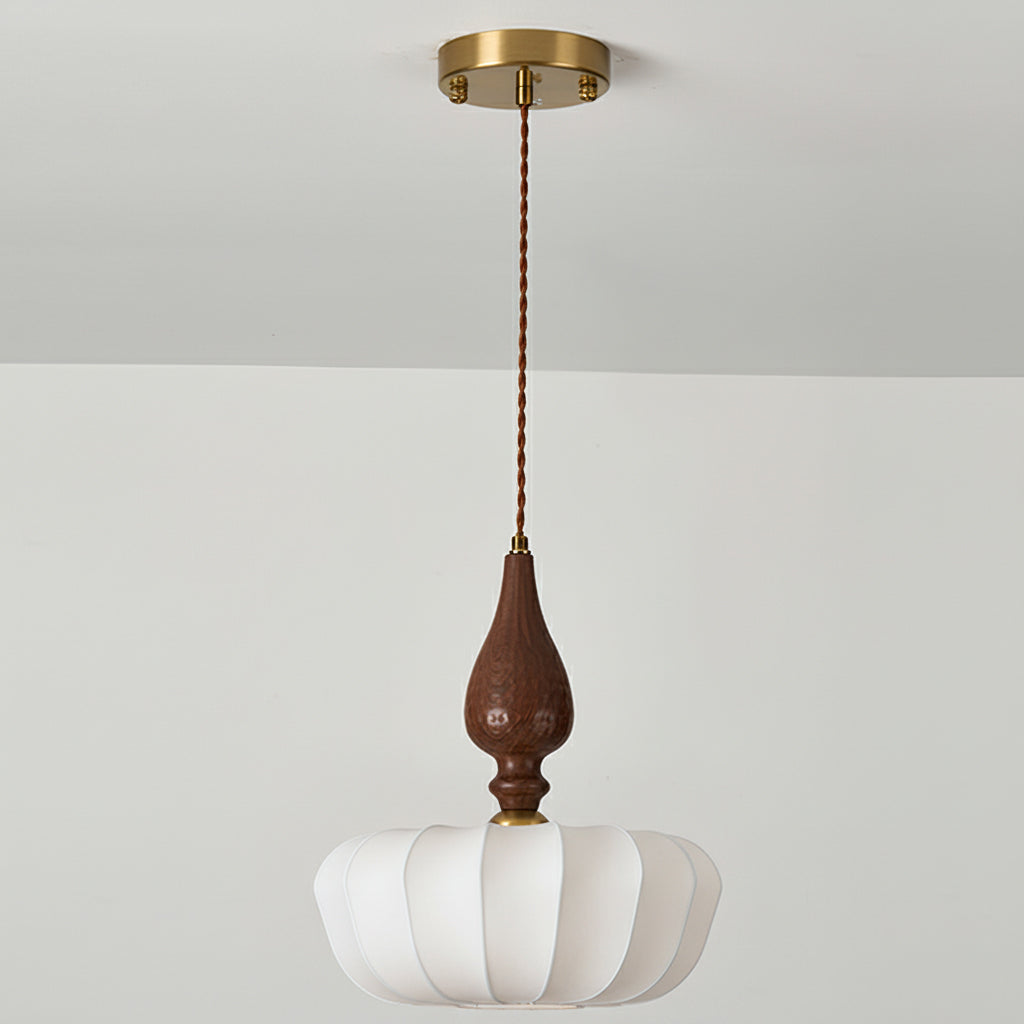 The Baird Pendant Light shown with its ceiling mount and wiring.