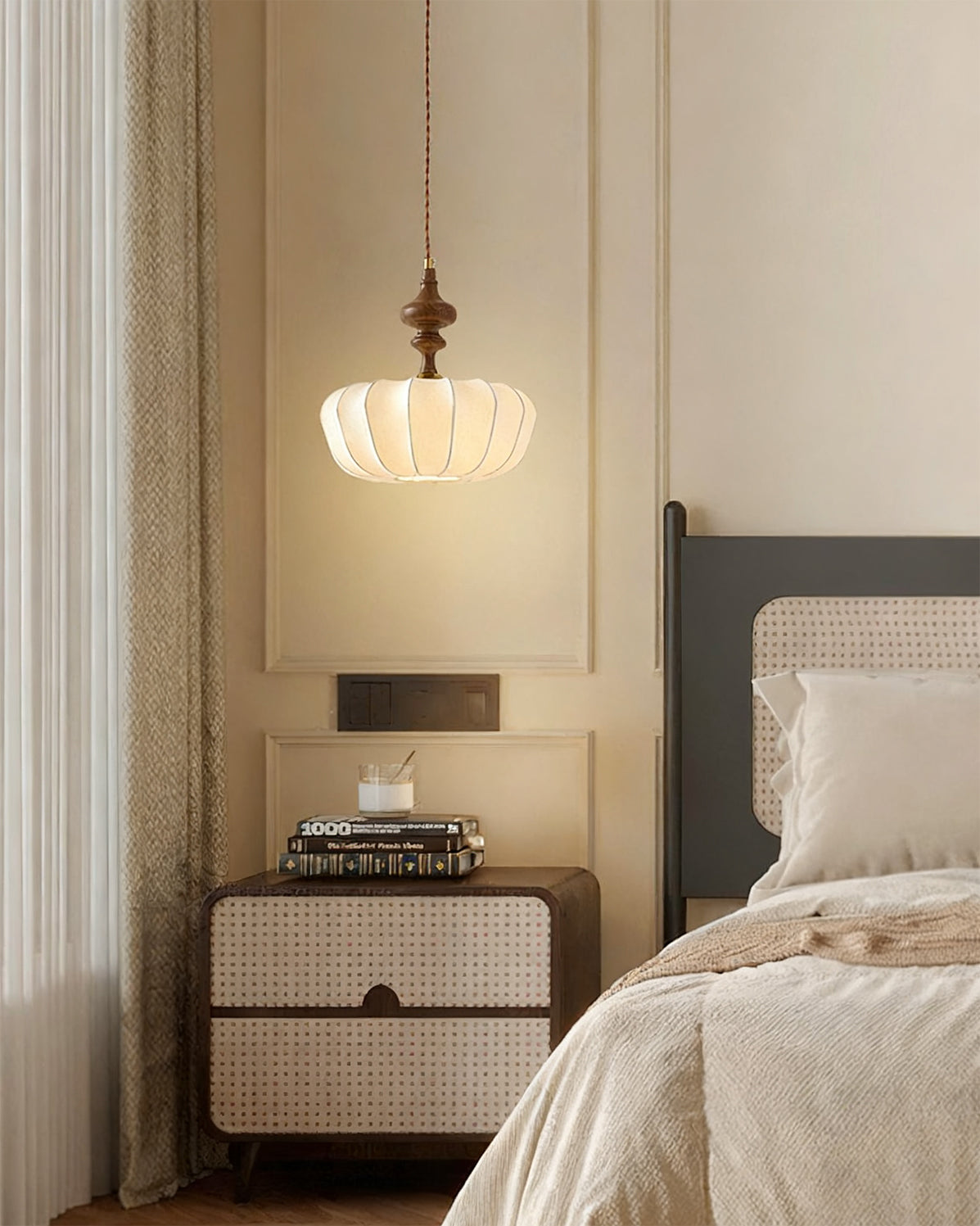 Side profile of the Baird Pendant Light, showing its mid-century design.