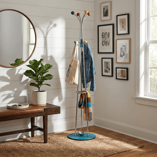 Ball Top Standing Coat Rack-Neutral Decor