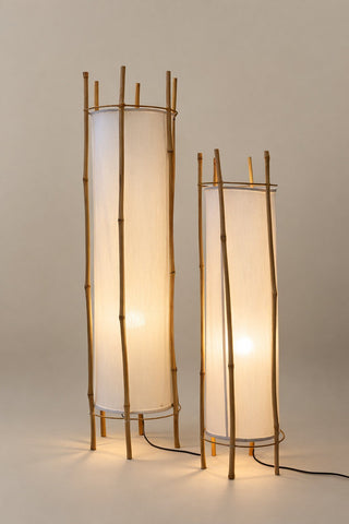 Bamboo Veil Lantern Floor Lamp-Neutral Decor