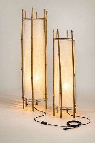 Bamboo Veil Lantern Floor Lamp-Neutral Decor