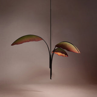 Rauduvyu Moderne Minimaliste Feuille Noir Métal Lustre