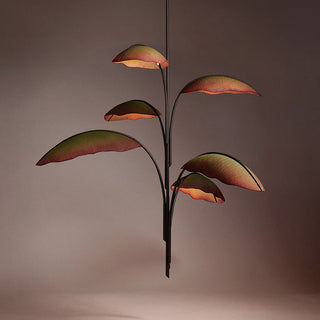 Rauduvyu Moderne Minimaliste Feuille Noir Métal Lustre