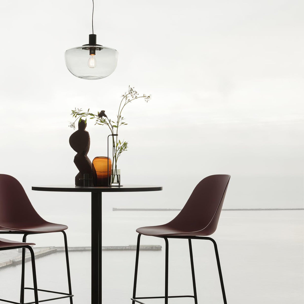 Pendant Lamp Glass Dome Metal Mount Minimalist Relax-Neutral Decor