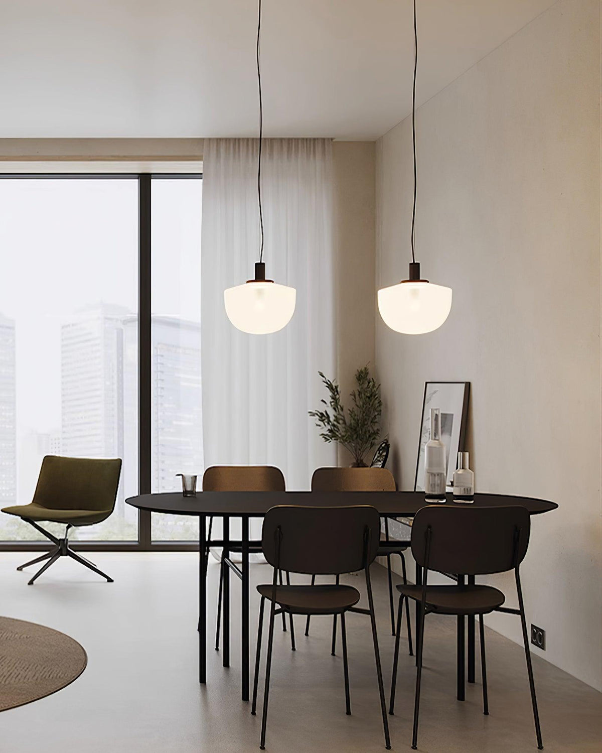 Pendant Lamp Glass Dome Metal Mount Minimalist Relax-Neutral Decor