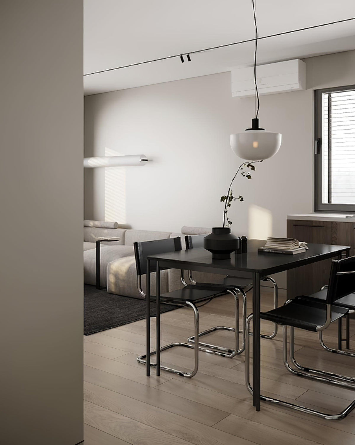 Pendant Lamp Glass Dome Metal Mount Minimalist Relax-Neutral Decor