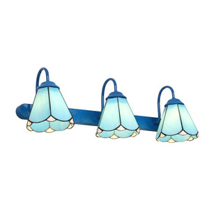 Tiffany Applique Murale Fleur Vintage, Métal, Noir/Bleu/Blanc, Salle de Bain