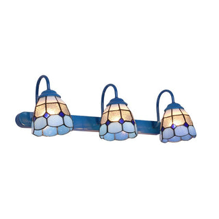 Tiffany Applique Murale Fleur Vintage, Métal, Noir/Bleu/Blanc, Salle de Bain