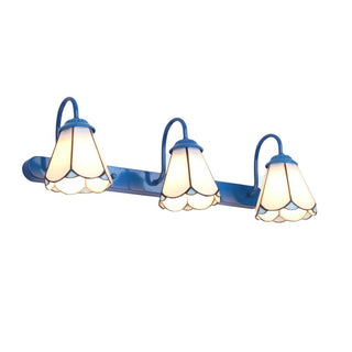 Tiffany Applique Murale Fleur Vintage, Métal, Noir/Bleu/Blanc, Salle de Bain