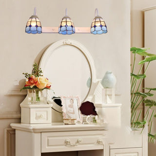 Tiffany Applique Murale Fleur Vintage, Métal, Noir/Bleu/Blanc, Salle de Bain