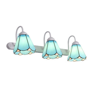Tiffany Applique Murale Fleur Vintage, Métal, Noir/Bleu/Blanc, Salle de Bain