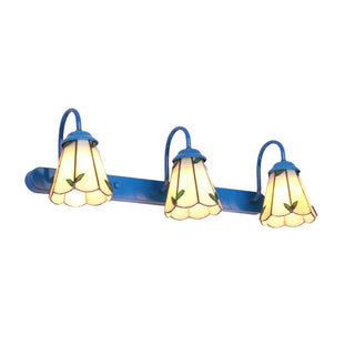 Tiffany Applique Murale Fleur Vintage, Métal, Noir/Bleu/Blanc, Salle de Bain