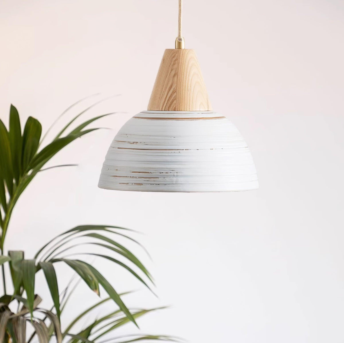 Pendant Lamp Textured Ceramic Shade Tapered Nordic Minimalist-Neutral Decor