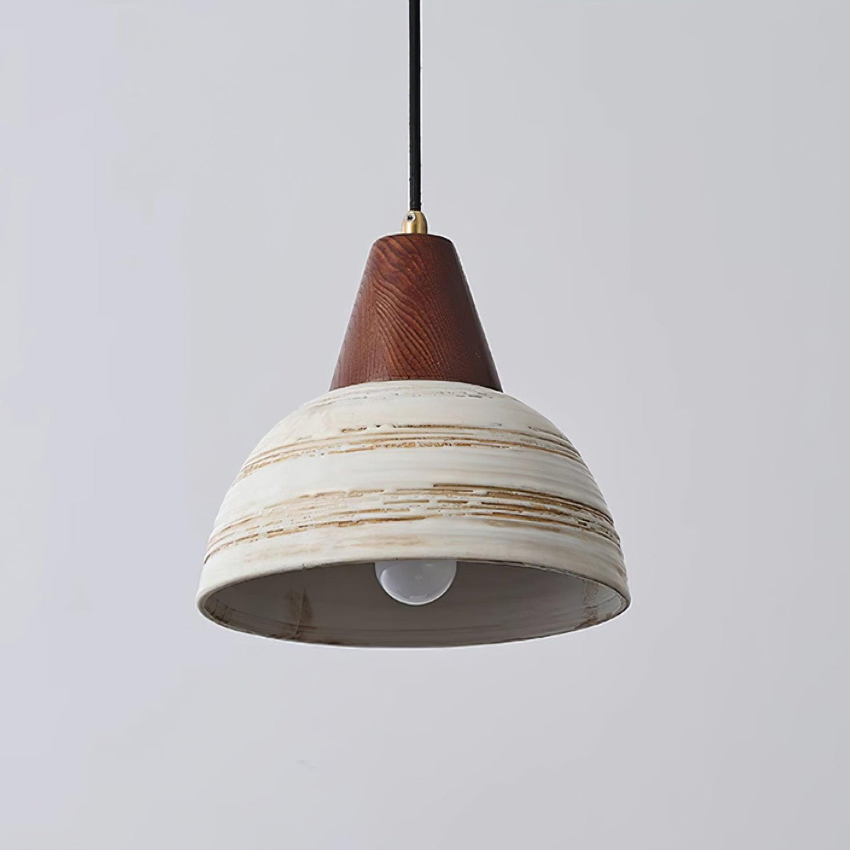 Pendant Lamp Textured Ceramic Shade Tapered Nordic Minimalist-Neutral Decor