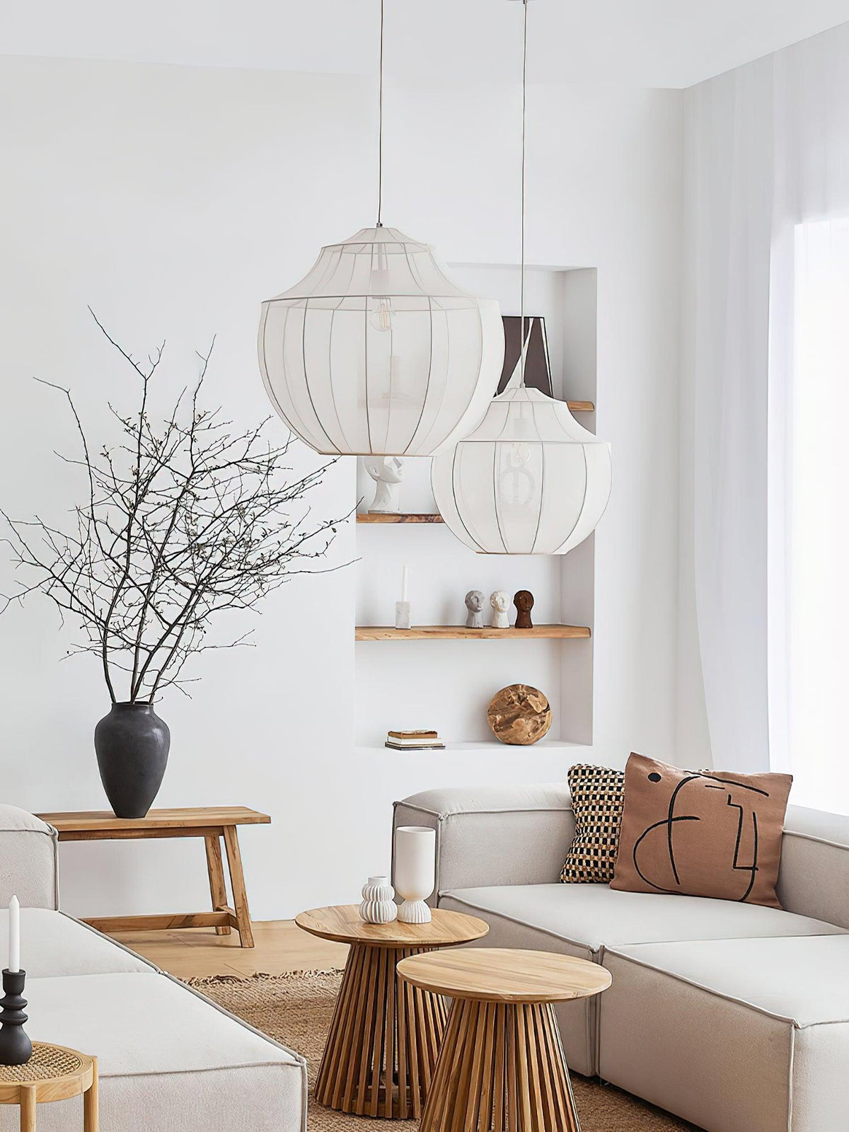 Elveline Lampe Suspension en Tissu Maille d'Élégance Premium