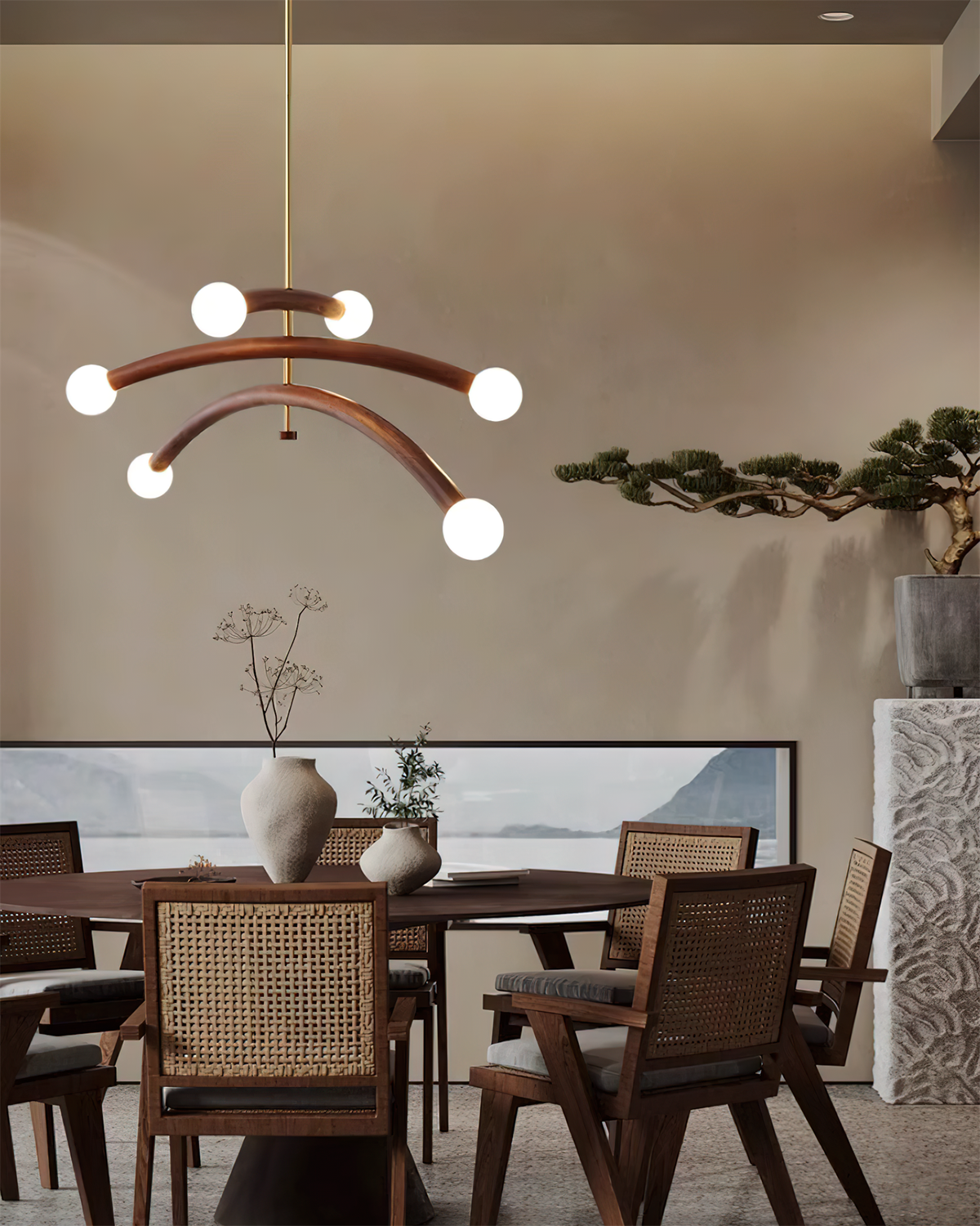 Aurevia Arc Globe Chandelier-Neutral Decor