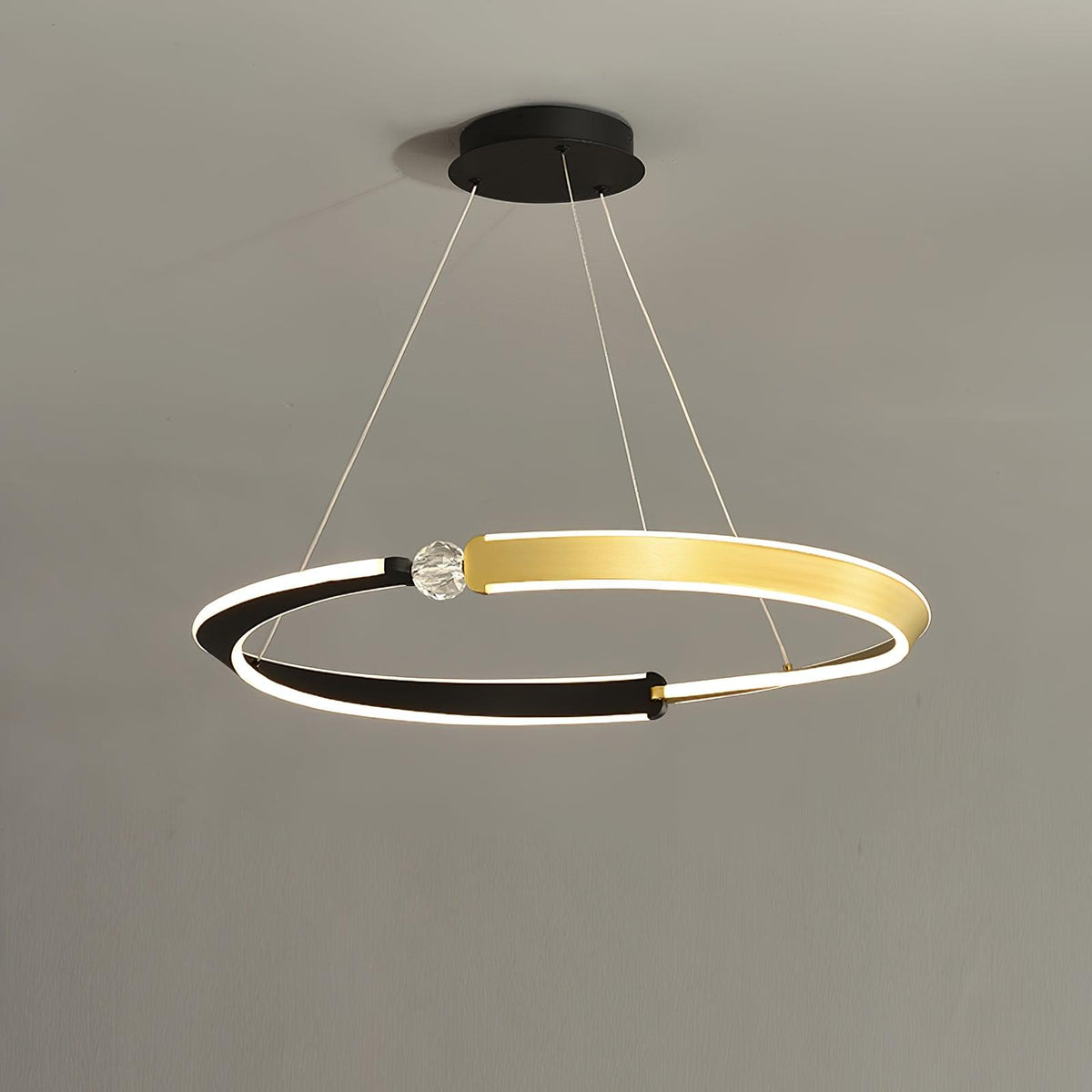 Ivara Lustre Cristal Noir Or Salle à Manger LED