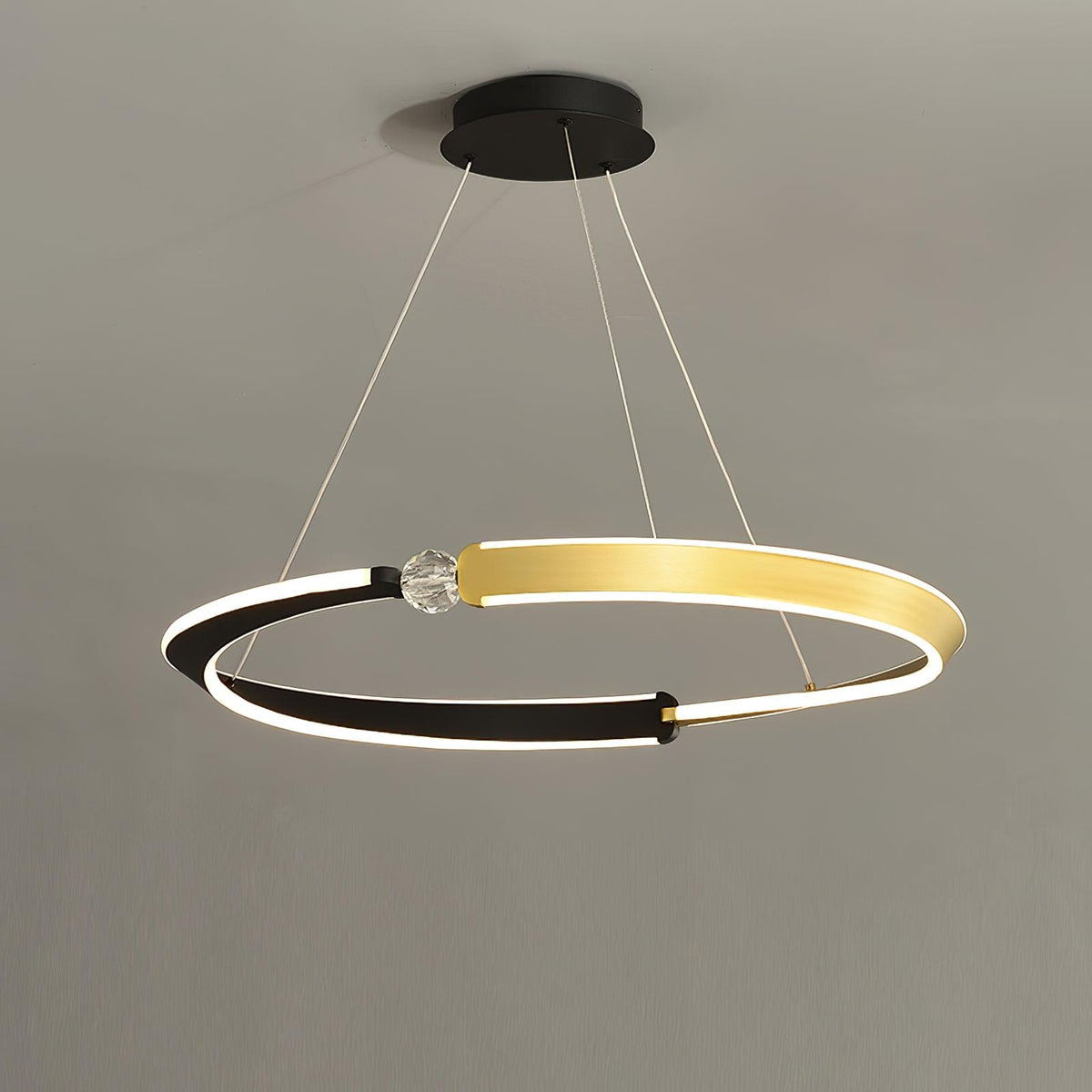 Ivara Lustre Cristal Noir Or Salle à Manger LED