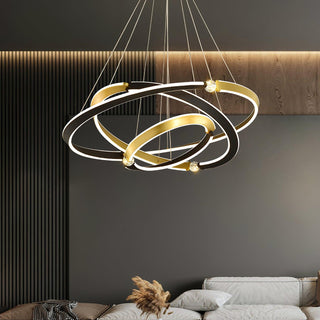 Lustra Lustre Cristal Noir Or Salle à Manger LED