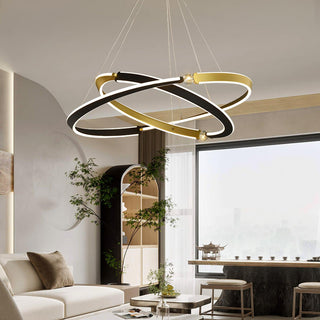 Lustra Lustre Cristal Noir Or Salle à Manger LED