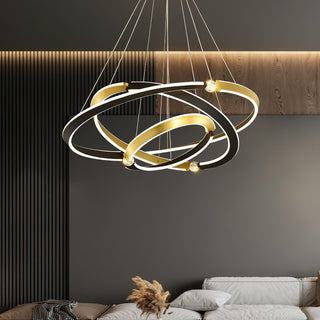 Lustra Lustre Cristal Noir Or Salle à Manger LED