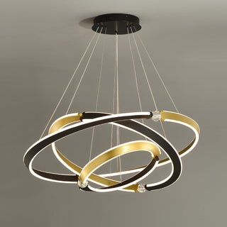 Lustra Lustre Cristal Noir Or Salle à Manger LED