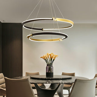 Lustra Lustre Cristal Noir Or Salle à Manger LED