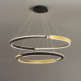 Lustra Lustre Cristal Noir Or Salle à Manger LED