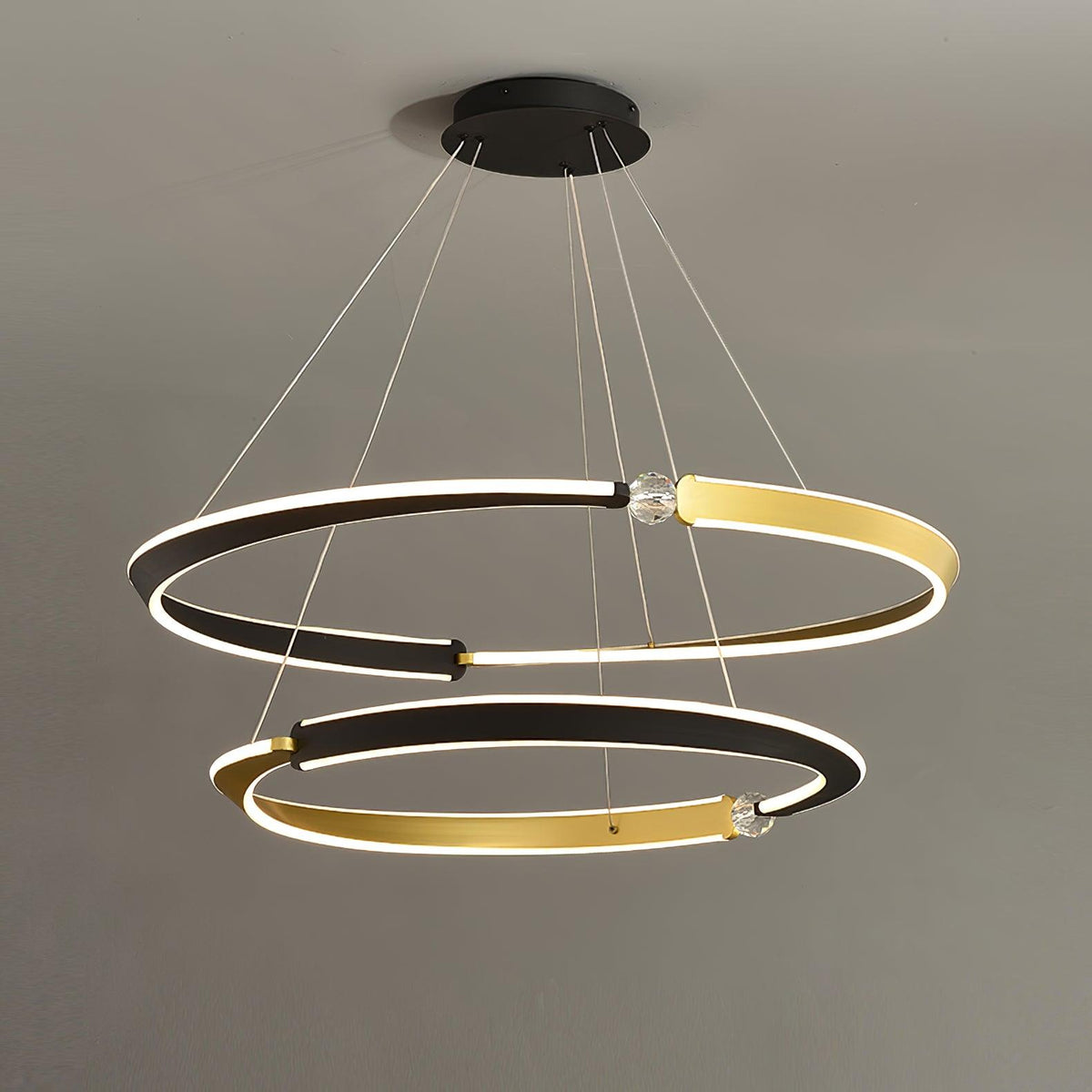 Ivara Lustre Cristal Noir Or Salle à Manger LED