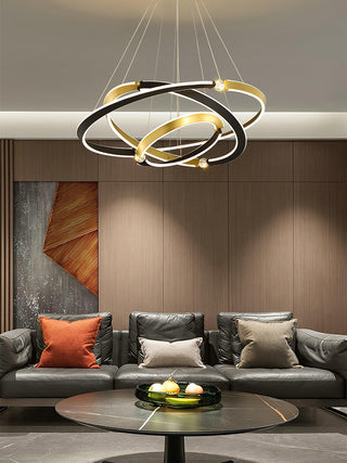 Lustra Lustre Cristal Noir Or Salle à Manger LED