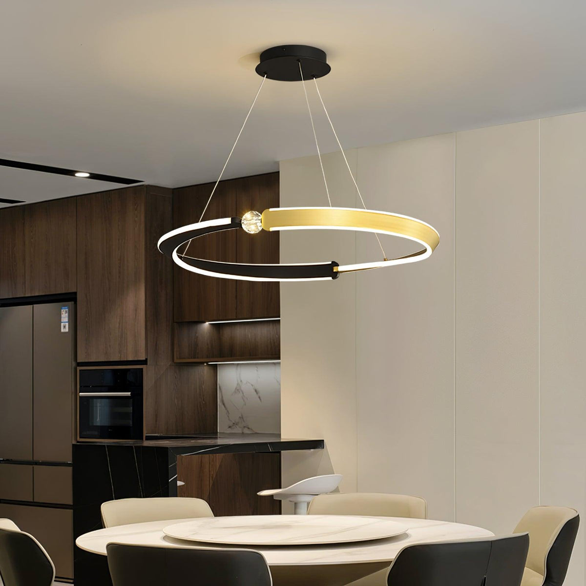 Ivara Lustre Cristal Noir Or Salle à Manger LED