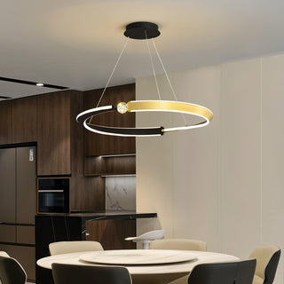 Lustra Lustre Cristal Noir Or Salle à Manger LED