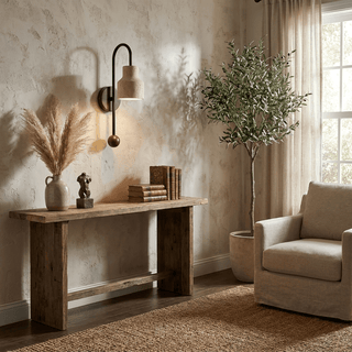 Bell Travertine Arc Sconce-Neutral Decor