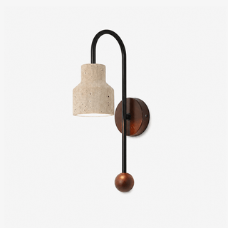 Bell Travertine Arc Sconce-Neutral Decor