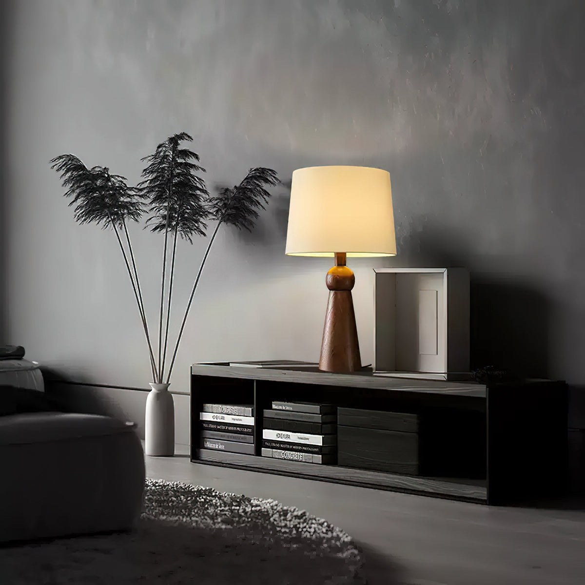 Lioria Lampe de Table en Bois Et Tissu