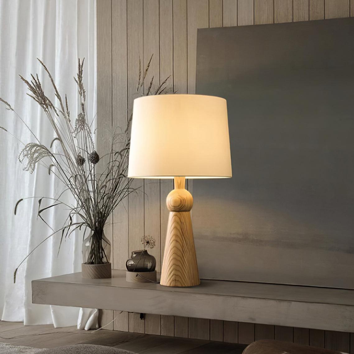 Lioria Lampe de Table en Bois Et Tissu