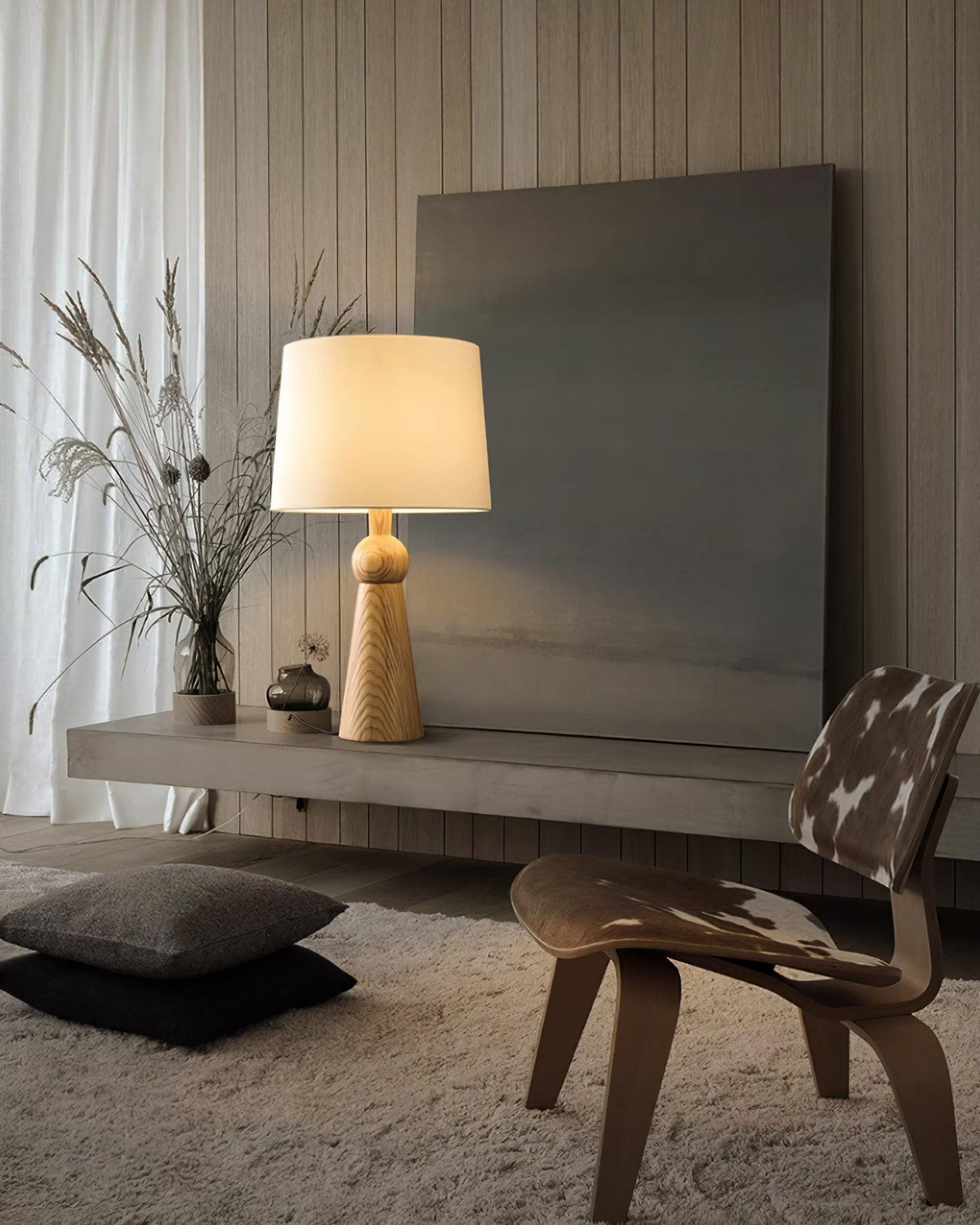 Lioria Lampe de Table en Bois Et Tissu